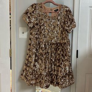 Maeve Anthropologie Gold Sparkle Dress